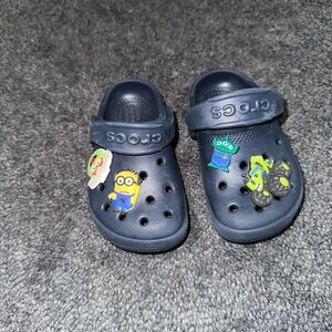 Toddler Crocs Navy Blue with Pins